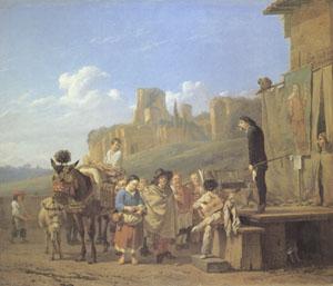 Karel Dujardin A Party of Charlatans in an Italian Landscape (mk05) oil painting image